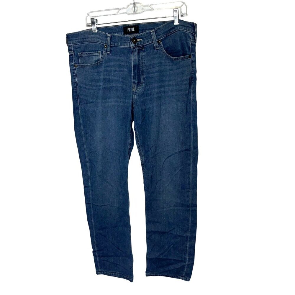Paige Mens Blue Denim  Lennox Jeans Size 34 Straight Fit